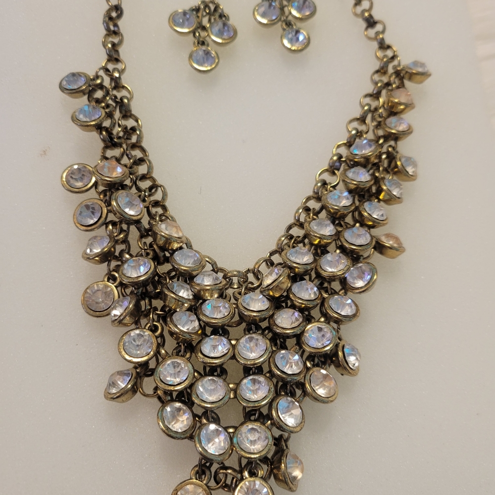 Tiered Rhinestone Necklace SetLength 19 in